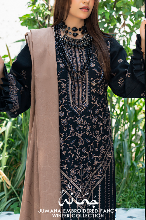 Jumana Embroidered Winter Collection with Dyed Shawl.